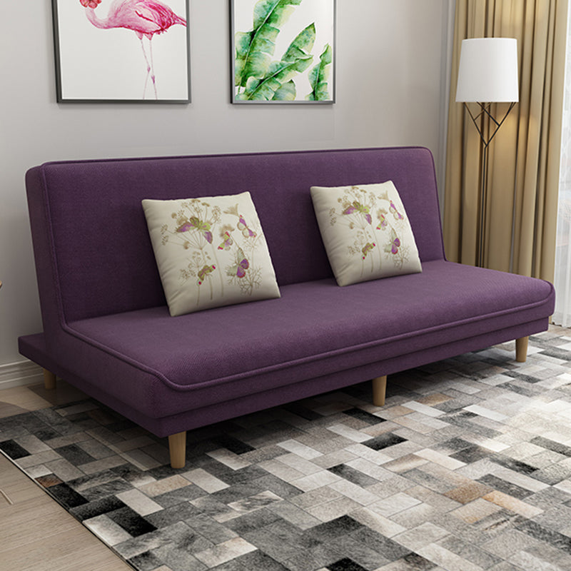 Foldable and Wear-resisting Linen Armless Sofa with Tight Back for Apartment Purple Clearhalo 'furn' 'furn_sofas' 'Furniture' 'furniture_sofas' 'kitchen' 'kitchen_sofas' 'Living Room Furniture' 'Sofa' 'sofas' 4764165