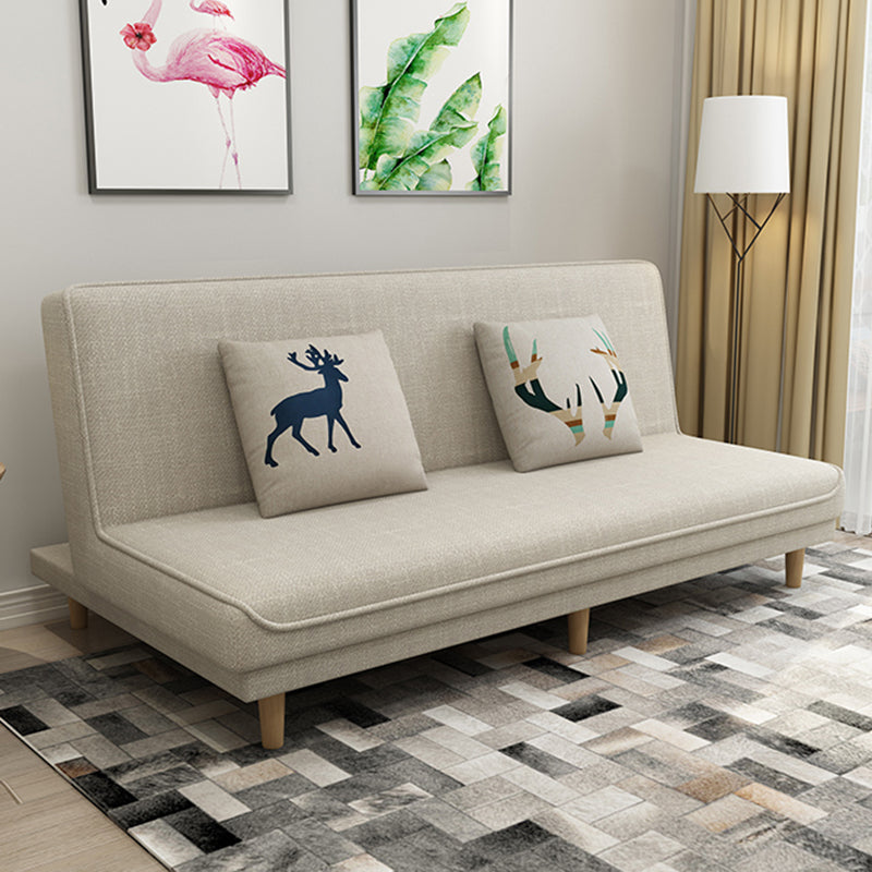 Foldable and Wear-resisting Linen Armless Sofa with Tight Back for Apartment Off-White Clearhalo 'furn' 'furn_sofas' 'Furniture' 'furniture_sofas' 'kitchen' 'kitchen_sofas' 'Living Room Furniture' 'Sofa' 'sofas' 4764169