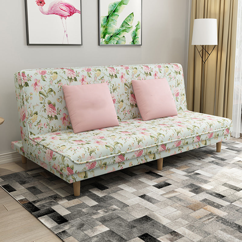 Foldable and Wear-resisting Linen Armless Sofa with Tight Back for Apartment Flower Clearhalo 'furn' 'furn_sofas' 'Furniture' 'furniture_sofas' 'kitchen' 'kitchen_sofas' 'Living Room Furniture' 'Sofa' 'sofas' 4764173
