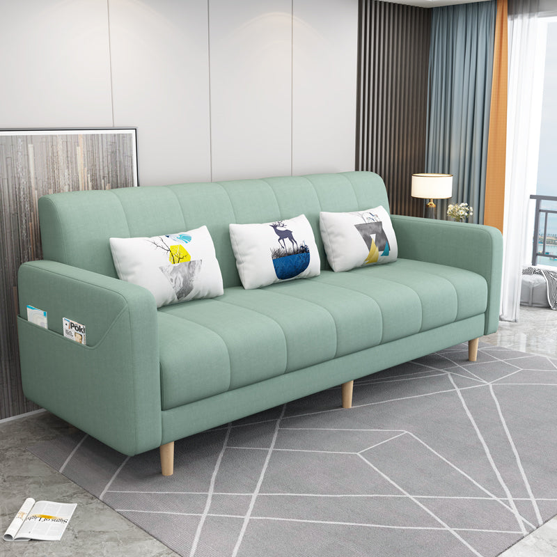 Modern Square Arm 23.62" W Convertible Sleeper Sofa with Cotton Blend for Living Room Light Green Clearhalo 'furn' 'furn_sofas' 'Furniture' 'furniture_sofas' 'kitchen' 'kitchen_sofas' 'Living Room Furniture' 'Sofa' 'sofas' 4764180