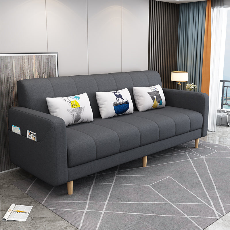 Modern Square Arm 23.62" W Convertible Sleeper Sofa with Cotton Blend for Living Room Dark Gray Clearhalo 'furn' 'furn_sofas' 'Furniture' 'furniture_sofas' 'kitchen' 'kitchen_sofas' 'Living Room Furniture' 'Sofa' 'sofas' 4764183