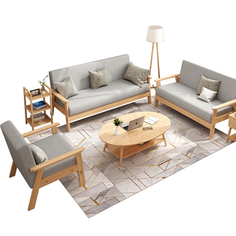 Fabric Square Arm Slipcovered 2/3 Seat Sofa with Wooden Based Clearhalo 'furn' 'furn_sofas' 'Furniture' 'furniture_sofas' 'kitchen' 'kitchen_sofas' 'Living Room Furniture' 'Sofa' 'sofas' 4764196