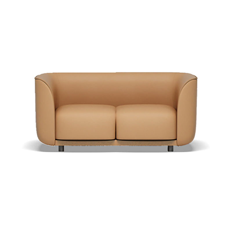 27.5"H Contemporary Solid Color Faux Leather Tuxedo Arm Sofa For Office Living Room 59"L x 28"W x 28"H Orange Clearhalo 'furn' 'furn_sofas' 'Furniture' 'furniture_sofas' 'kitchen' 'kitchen_sofas' 'Living Room Furniture' 'Sofa' 'sofas' 4764213
