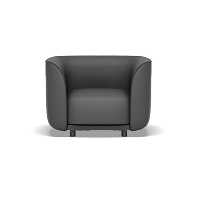 27.5"H Contemporary Solid Color Faux Leather Tuxedo Arm Sofa For Office Living Room 35"L x 28"W x 28"H Grey Clearhalo 'furn' 'furn_sofas' 'Furniture' 'furniture_sofas' 'kitchen' 'kitchen_sofas' 'Living Room Furniture' 'Sofa' 'sofas' 4764214