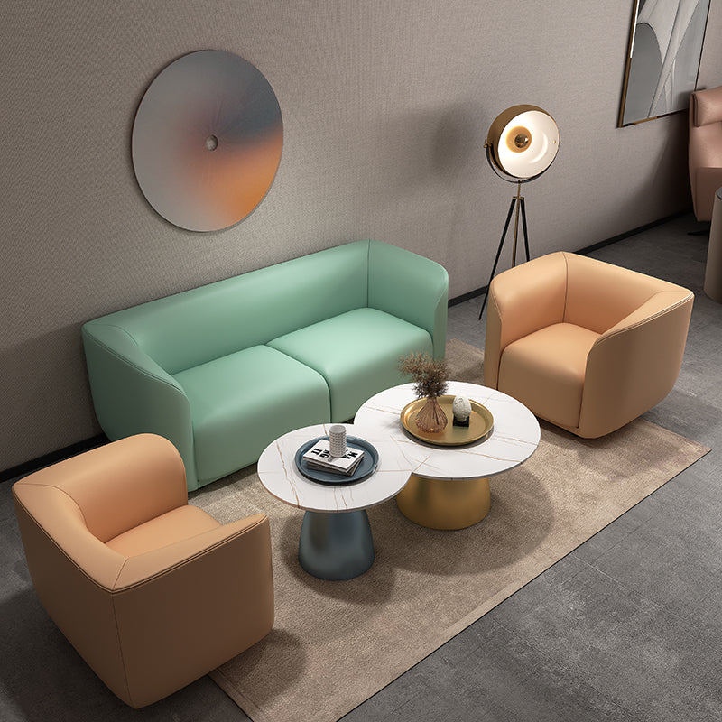 27.5"H Contemporary Solid Color Faux Leather Tuxedo Arm Sofa For Office Living Room Clearhalo 'furn' 'furn_sofas' 'Furniture' 'furniture_sofas' 'kitchen' 'kitchen_sofas' 'Living Room Furniture' 'Sofa' 'sofas' 4764215