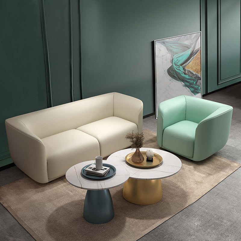 27.5"H Contemporary Solid Color Faux Leather Tuxedo Arm Sofa For Office Living Room Clearhalo 'furn' 'furn_sofas' 'Furniture' 'furniture_sofas' 'kitchen' 'kitchen_sofas' 'Living Room Furniture' 'Sofa' 'sofas' 4764216