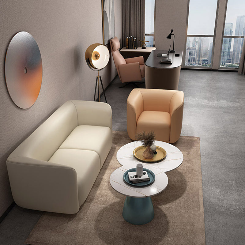 27.5"H Contemporary Solid Color Faux Leather Tuxedo Arm Sofa For Office Living Room Clearhalo 'furn' 'furn_sofas' 'Furniture' 'furniture_sofas' 'kitchen' 'kitchen_sofas' 'Living Room Furniture' 'Sofa' 'sofas' 4764218