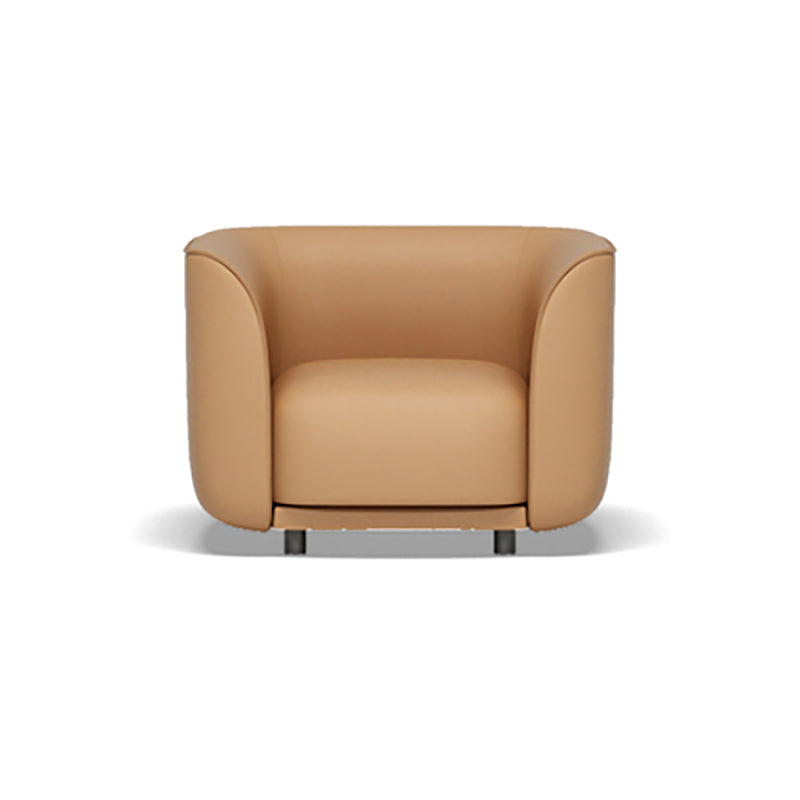 27.5"H Contemporary Solid Color Faux Leather Tuxedo Arm Sofa For Office Living Room 35"L x 28"W x 28"H Orange Clearhalo 'furn' 'furn_sofas' 'Furniture' 'furniture_sofas' 'kitchen' 'kitchen_sofas' 'Living Room Furniture' 'Sofa' 'sofas' 4764219