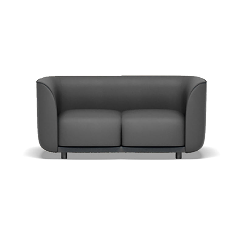27.5"H Contemporary Solid Color Faux Leather Tuxedo Arm Sofa For Office Living Room 59"L x 28"W x 28"H Grey Clearhalo 'furn' 'furn_sofas' 'Furniture' 'furniture_sofas' 'kitchen' 'kitchen_sofas' 'Living Room Furniture' 'Sofa' 'sofas' 4764222