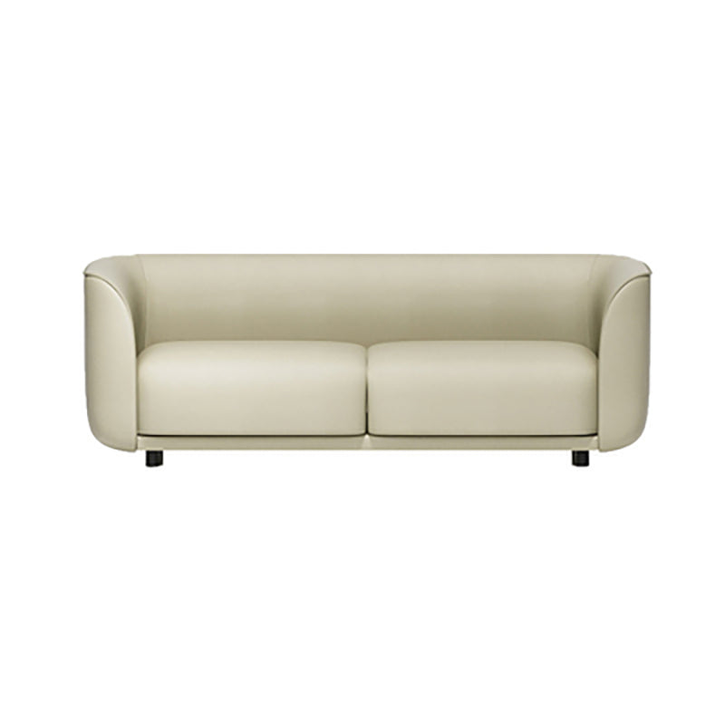 27.5"H Contemporary Solid Color Faux Leather Tuxedo Arm Sofa For Office Living Room 74"L x 28"W x 28"H White Clearhalo 'furn' 'furn_sofas' 'Furniture' 'furniture_sofas' 'kitchen' 'kitchen_sofas' 'Living Room Furniture' 'Sofa' 'sofas' 4764226