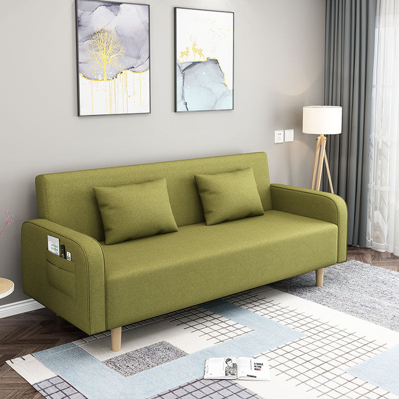 Convertible Modern Fabric Sofa Wood Legs Square Arm 2/3 Seater Sofa Yellow-Green Clearhalo 'furn' 'furn_sofas' 'Furniture' 'furniture_sofas' 'kitchen' 'kitchen_sofas' 'Living Room Furniture' 'Sofa' 'sofas' 4764239