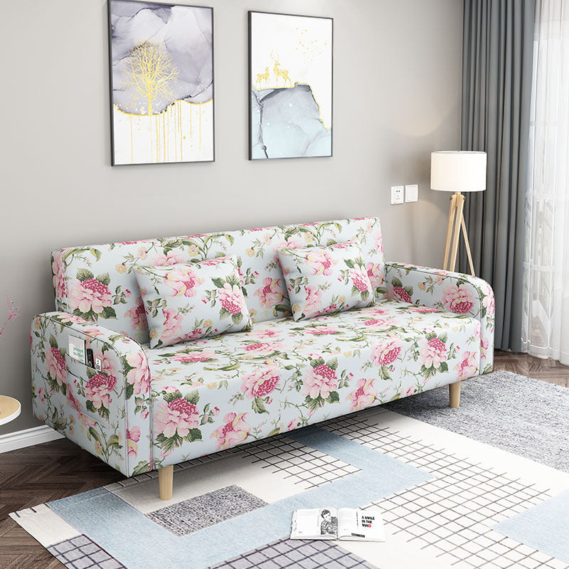 Convertible Modern Fabric Sofa Wood Legs Square Arm 2/3 Seater Sofa Multi-Color Clearhalo 'furn' 'furn_sofas' 'Furniture' 'furniture_sofas' 'kitchen' 'kitchen_sofas' 'Living Room Furniture' 'Sofa' 'sofas' 4764241