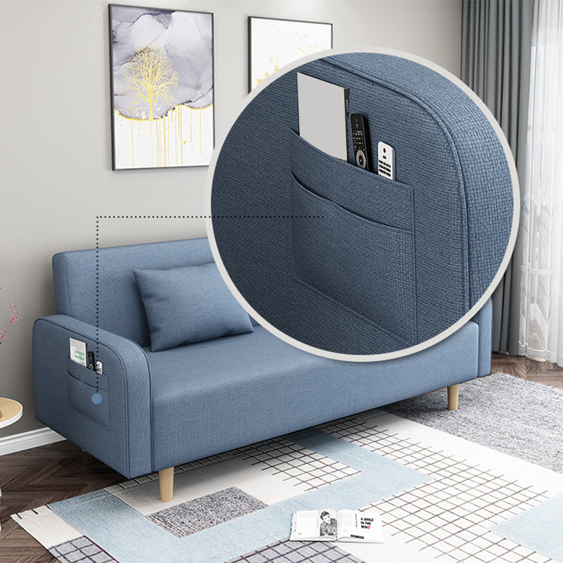 Convertible Modern Fabric Sofa Wood Legs Square Arm 2/3 Seater Sofa Clearhalo 'furn' 'furn_sofas' 'Furniture' 'furniture_sofas' 'kitchen' 'kitchen_sofas' 'Living Room Furniture' 'Sofa' 'sofas' 4764253