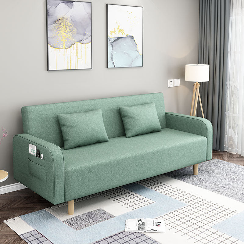 Convertible Modern Fabric Sofa Wood Legs Square Arm 2/3 Seater Sofa Green Clearhalo 'furn' 'furn_sofas' 'Furniture' 'furniture_sofas' 'kitchen' 'kitchen_sofas' 'Living Room Furniture' 'Sofa' 'sofas' 4764254