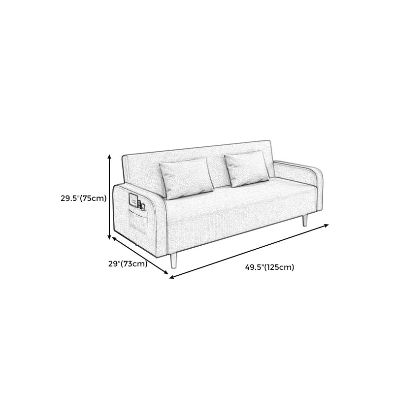 Convertible Modern Fabric Sofa Wood Legs Square Arm 2/3 Seater Sofa Clearhalo 'furn' 'furn_sofas' 'Furniture' 'furniture_sofas' 'kitchen' 'kitchen_sofas' 'Living Room Furniture' 'Sofa' 'sofas' 4764261