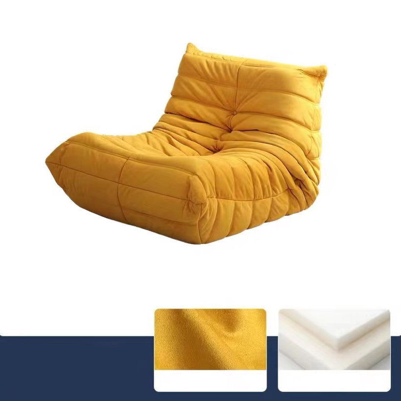 Modern Sewn Pillow Back Armless Sofa with 1 to 3 Seats for Apartment 41"L x 37"W x 28"H Yellow Suede Clearhalo 'furn' 'furn_sofas' 'Furniture' 'furniture_sofas' 'kitchen' 'kitchen_sofas' 'Living Room Furniture' 'Sofa' 'sofas' 4764265