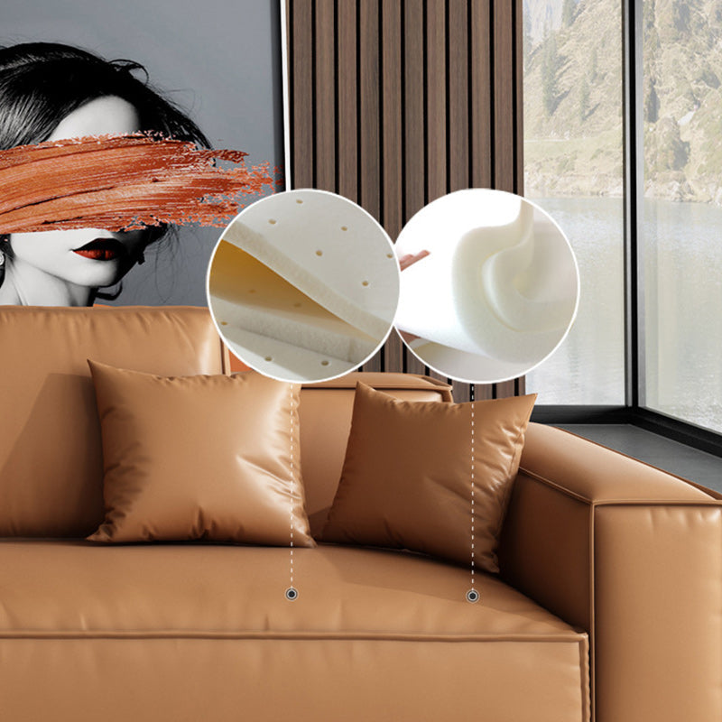 Genuine Leather Square Arm Living Room Standard Dark Brown Seating Clearhalo 'furn' 'furn_sofas' 'Furniture' 'furniture_sofas' 'kitchen' 'kitchen_sofas' 'Living Room Furniture' 'Sofa' 'sofas' 4764304