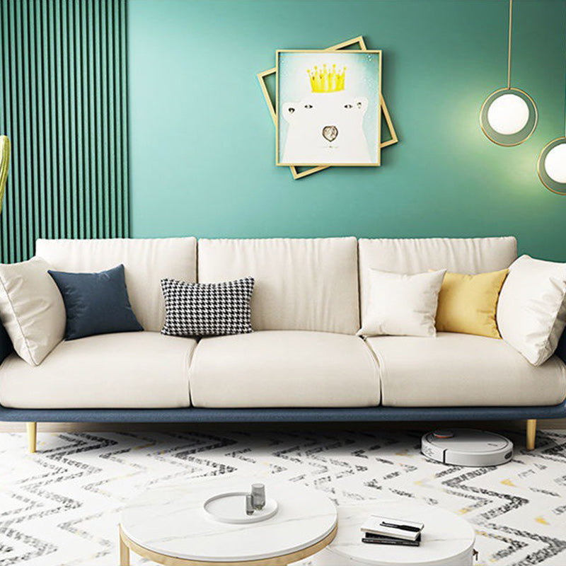 3-seater Living Room Pillow Top Arm Standard Cushions Modern Seating White-Blue Clearhalo 'furn' 'furn_sofas' 'Furniture' 'furniture_sofas' 'kitchen' 'kitchen_sofas' 'Living Room Furniture' 'Sofa' 'sofas' 4764344