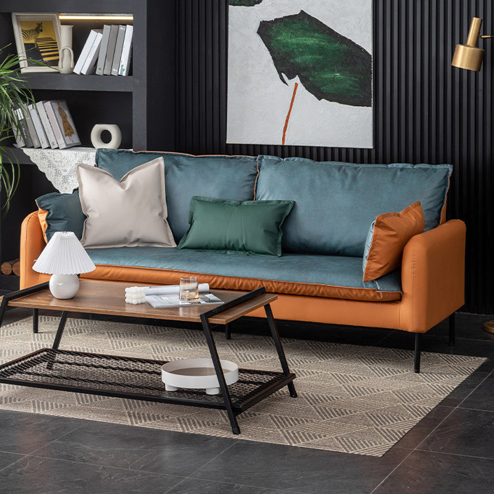 Modern Leather Square Arm Sofa with Loose Back for Living Room Clearhalo 'Furniture' 'furniture_sofas' 'kitchen' 'kitchen_sofas' 'Living Room Furniture' 'Sofa' 'sofas' 4764347