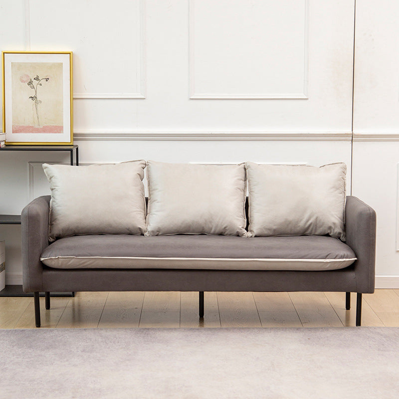 Modern Leather Square Arm Sofa with Loose Back for Living Room Light Gray Clearhalo 'Furniture' 'furniture_sofas' 'kitchen' 'kitchen_sofas' 'Living Room Furniture' 'Sofa' 'sofas' 4764355