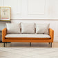 Modern Leather Square Arm Sofa with Loose Back for Living Room Orange Clearhalo 'Furniture' 'furniture_sofas' 'kitchen' 'kitchen_sofas' 'Living Room Furniture' 'Sofa' 'sofas' 4764356