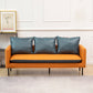 Modern Leather Square Arm Sofa with Loose Back for Living Room Orange Green Clearhalo 'Furniture' 'furniture_sofas' 'kitchen' 'kitchen_sofas' 'Living Room Furniture' 'Sofa' 'sofas' 4764357