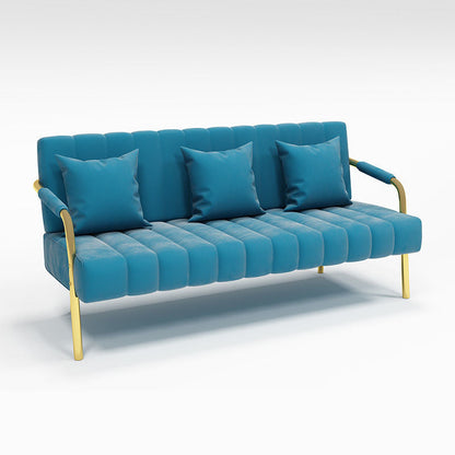 Contemporary Glam Sofa with Sewn Pillow Back and Golden Legs for Apartment Sky Blue Clearhalo 'Furniture' 'furniture_sofas' 'kitchen' 'kitchen_sofas' 'Living Room Furniture' 'Sofa' 'sofas' 4764361