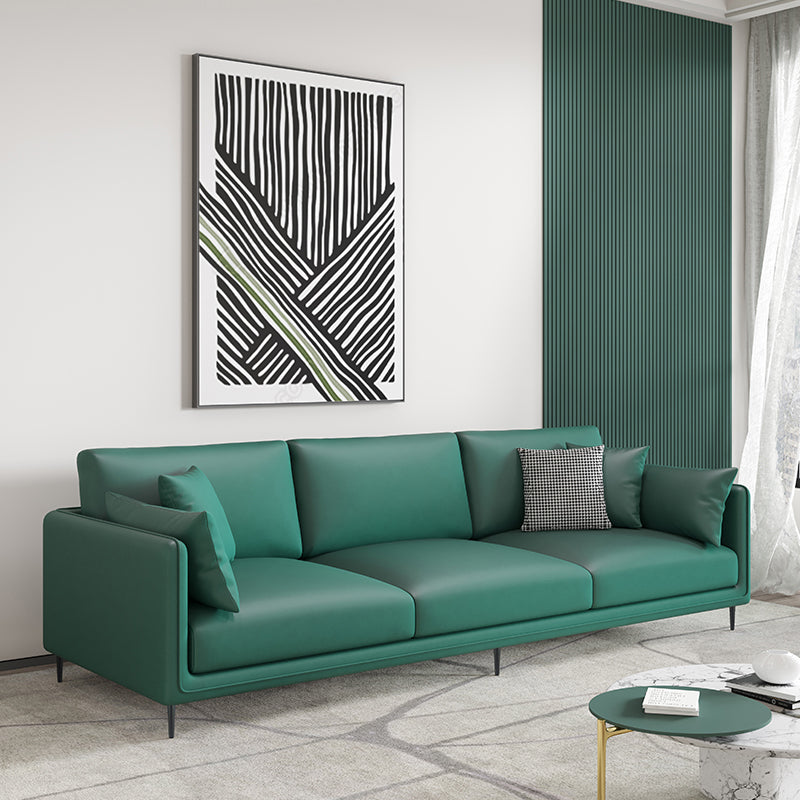 Contemporary Faux Leather Tuxedo Arm Standard Sofa with Bolster Pillows Blackish Green Clearhalo 'furn' 'furn_sofas' 'Furniture' 'furniture_sofas' 'kitchen' 'kitchen_sofas' 'Living Room Furniture' 'Sofa' 'sofas' 4764387
