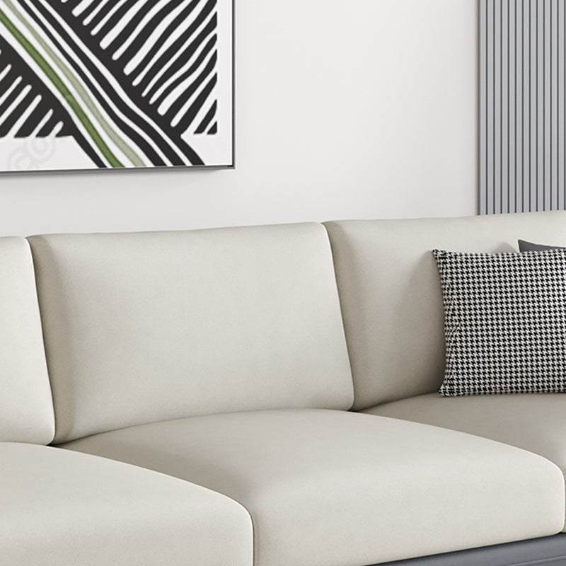 Contemporary Faux Leather Tuxedo Arm Standard Sofa with Bolster Pillows Clearhalo 'furn' 'furn_sofas' 'Furniture' 'furniture_sofas' 'kitchen' 'kitchen_sofas' 'Living Room Furniture' 'Sofa' 'sofas' 4764394