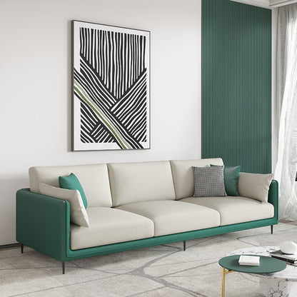 Contemporary Faux Leather Tuxedo Arm Standard Sofa with Bolster Pillows White Green Clearhalo 'furn' 'furn_sofas' 'Furniture' 'furniture_sofas' 'kitchen' 'kitchen_sofas' 'Living Room Furniture' 'Sofa' 'sofas' 4764401