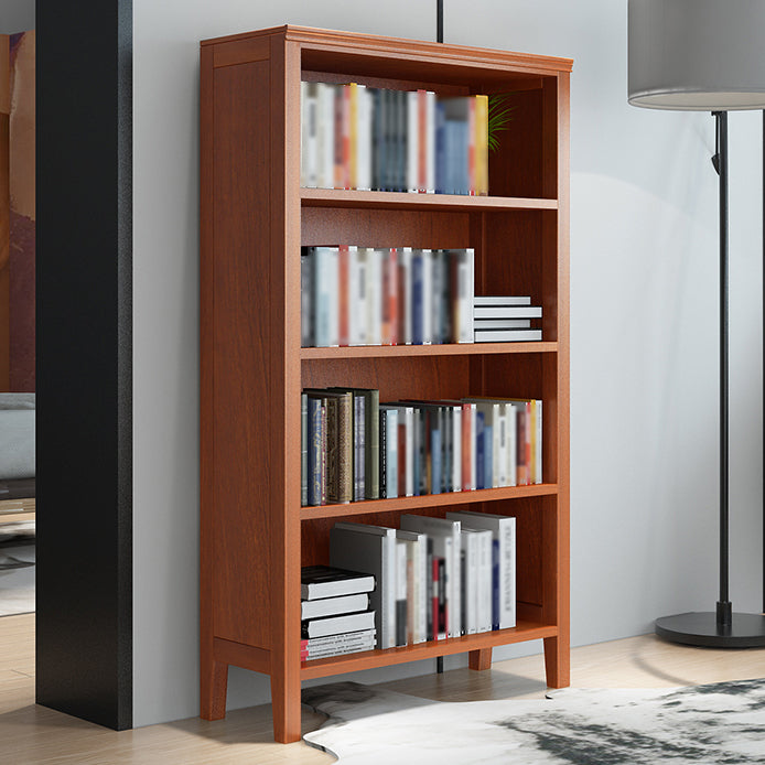 Scandinavian Rubber Wood Standard Bookshelf Vertical Bookshelf for Living Room 28.3"L x 12.6"W x 58.3"H Red Brown Bookcases Clearhalo 'Bookcases' 'furn' 'furn_bookcases' 'Furniture' 'furniture_bookcases' 'kitchen' 'kitchen_bookcases' 'Living Room Furniture' 'Office Furniture' 4765541