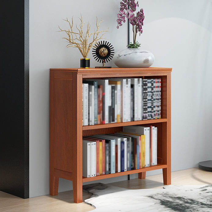 Scandinavian Rubber Wood Standard Bookshelf Vertical Bookshelf for Living Room 28.3"L x 12.6"W x 33.9"H Red Brown Bookcases Clearhalo 'Bookcases' 'furn' 'furn_bookcases' 'Furniture' 'furniture_bookcases' 'kitchen' 'kitchen_bookcases' 'Living Room Furniture' 'Office Furniture' 4765545