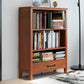 Scandinavian Rubber Wood Standard Bookshelf Vertical Bookshelf for Living Room 28.3"L x 12.6"W x 46.1"H Red Brown Drawers Clearhalo 'Bookcases' 'furn' 'furn_bookcases' 'Furniture' 'furniture_bookcases' 'kitchen' 'kitchen_bookcases' 'Living Room Furniture' 'Office Furniture' 4765550