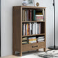 Scandinavian Rubber Wood Standard Bookshelf Vertical Bookshelf for Living Room 28.3"L x 12.6"W x 46.1"H Walnut Drawers Clearhalo 'Bookcases' 'furn' 'furn_bookcases' 'Furniture' 'furniture_bookcases' 'kitchen' 'kitchen_bookcases' 'Living Room Furniture' 'Office Furniture' 4765555