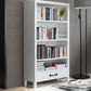 Scandinavian Rubber Wood Standard Bookshelf Vertical Bookshelf for Living Room 28.3"L x 12.6"W x 58.3"H White Drawers Clearhalo 'Bookcases' 'furn' 'furn_bookcases' 'Furniture' 'furniture_bookcases' 'kitchen' 'kitchen_bookcases' 'Living Room Furniture' 'Office Furniture' 4765560