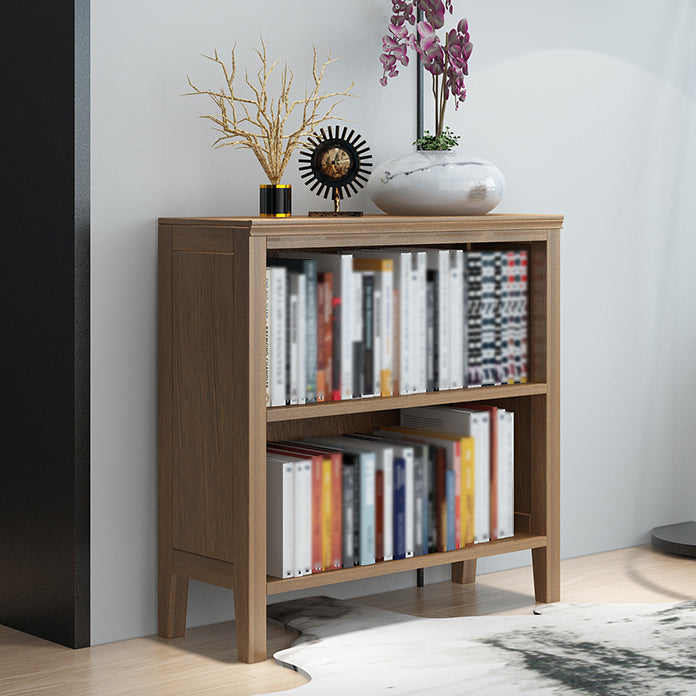Scandinavian Rubber Wood Standard Bookshelf Vertical Bookshelf for Living Room 28.3"L x 12.6"W x 33.9"H Walnut Bookcases Clearhalo 'Bookcases' 'furn' 'furn_bookcases' 'Furniture' 'furniture_bookcases' 'kitchen' 'kitchen_bookcases' 'Living Room Furniture' 'Office Furniture' 4765561