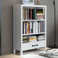 Scandinavian Rubber Wood Standard Bookshelf Vertical Bookshelf for Living Room 28.3"L x 12.6"W x 46.1"H White Drawers Clearhalo 'Bookcases' 'furn' 'furn_bookcases' 'Furniture' 'furniture_bookcases' 'kitchen' 'kitchen_bookcases' 'Living Room Furniture' 'Office Furniture' 4765562