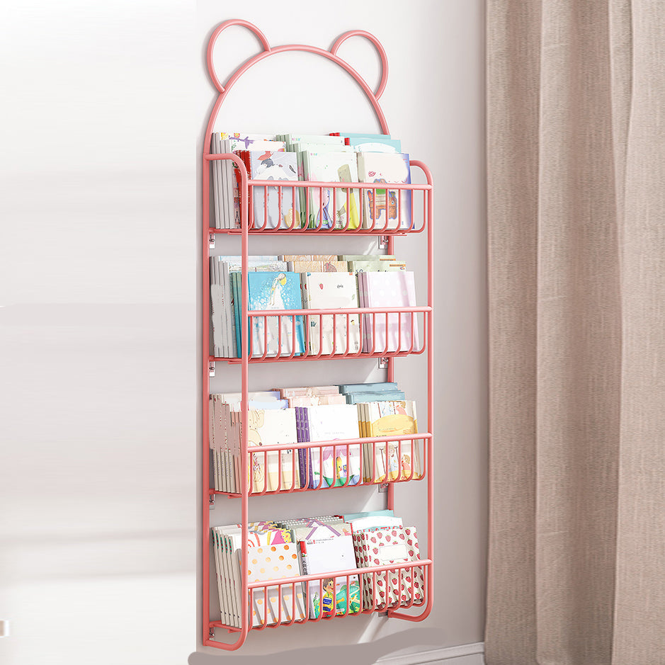 Closed Back Bookshelf Wall Mounted Scandinavian Style Bookcase for Office Study Room 20.9"L x 4.3"W x 56.3"H Pink Clearhalo 'Bookcases' 'furn' 'furn_bookcases' 'Furniture' 'furniture_bookcases' 'kitchen' 'kitchen_bookcases' 'Living Room Furniture' 'Office Furniture' 4765576