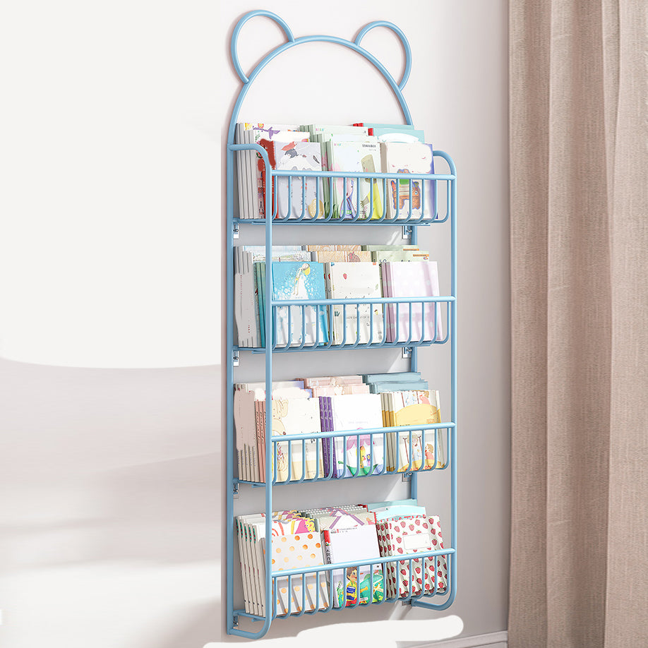 Closed Back Bookshelf Wall Mounted Scandinavian Style Bookcase for Office Study Room 20.9"L x 4.3"W x 56.3"H Blue Clearhalo 'Bookcases' 'furn' 'furn_bookcases' 'Furniture' 'furniture_bookcases' 'kitchen' 'kitchen_bookcases' 'Living Room Furniture' 'Office Furniture' 4765579