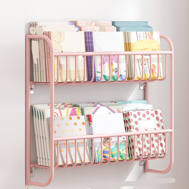 Closed Back Bookshelf Wall Mounted Scandinavian Style Bookcase for Office Study Room 26.4"L x 4.3"W x 20.1"H Pink Clearhalo 'Bookcases' 'furn' 'furn_bookcases' 'Furniture' 'furniture_bookcases' 'kitchen' 'kitchen_bookcases' 'Living Room Furniture' 'Office Furniture' 4765580