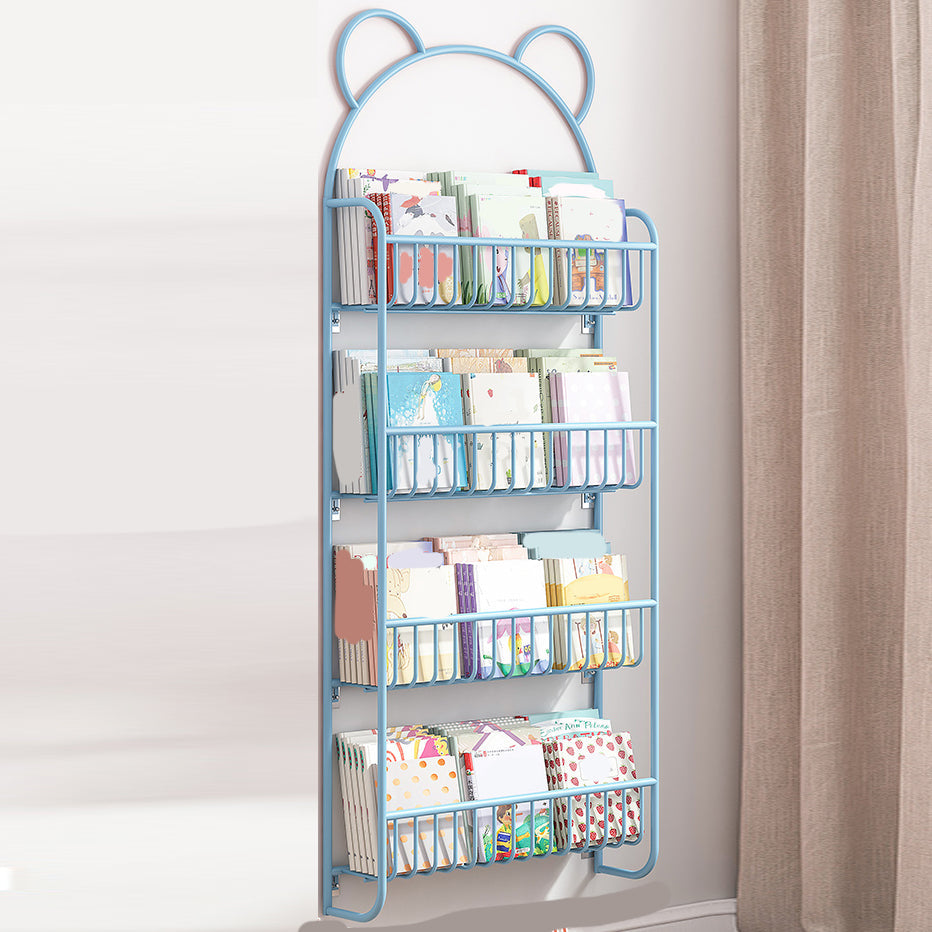Closed Back Bookshelf Wall Mounted Scandinavian Style Bookcase for Office Study Room 26.4"L x 4.3"W x 60.2"H Blue Clearhalo 'Bookcases' 'furn' 'furn_bookcases' 'Furniture' 'furniture_bookcases' 'kitchen' 'kitchen_bookcases' 'Living Room Furniture' 'Office Furniture' 4765584