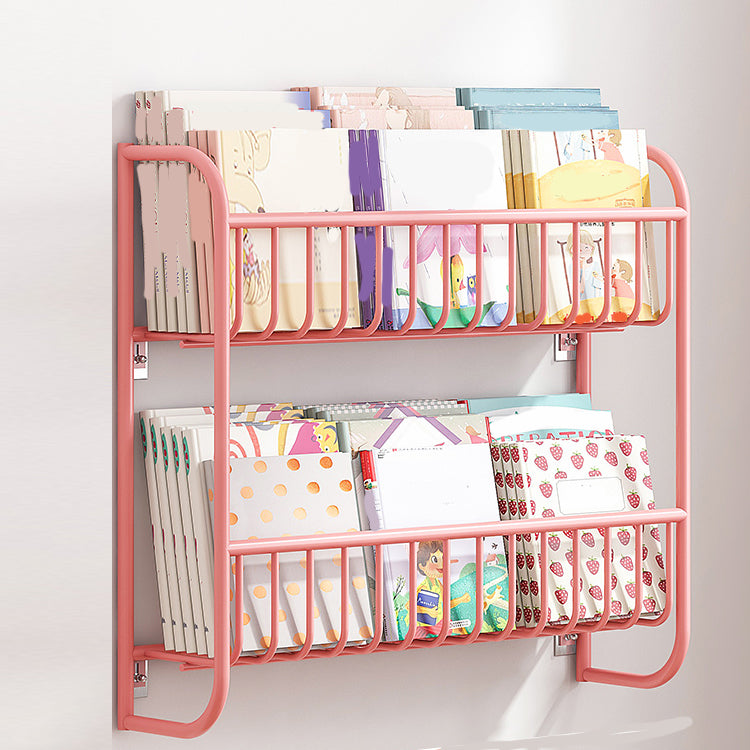 Closed Back Bookshelf Wall Mounted Scandinavian Style Bookcase for Office Study Room 20.9"L x 4.3"W x 20.1"H Pink Clearhalo 'Bookcases' 'furn' 'furn_bookcases' 'Furniture' 'furniture_bookcases' 'kitchen' 'kitchen_bookcases' 'Living Room Furniture' 'Office Furniture' 4765586