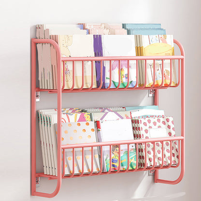 Closed Back Bookshelf Wall Mounted Scandinavian Style Bookcase for Office Study Room 20.9"L x 4.3"W x 20.1"H Pink Clearhalo 'Bookcases' 'furn' 'furn_bookcases' 'Furniture' 'furniture_bookcases' 'kitchen' 'kitchen_bookcases' 'Living Room Furniture' 'Office Furniture' 4765586