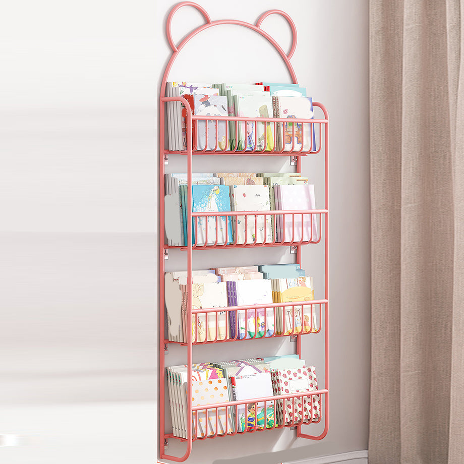 Closed Back Bookshelf Wall Mounted Scandinavian Style Bookcase for Office Study Room 26.4"L x 4.3"W x 60.2"H Pink Clearhalo 'Bookcases' 'furn' 'furn_bookcases' 'Furniture' 'furniture_bookcases' 'kitchen' 'kitchen_bookcases' 'Living Room Furniture' 'Office Furniture' 4765591