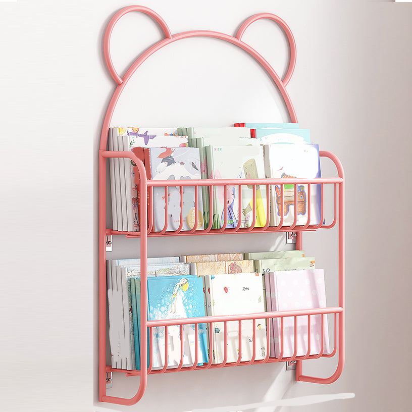 Closed Back Bookshelf Wall Mounted Scandinavian Style Bookcase for Office Study Room 26.4"L x 4.3"W x 34.3"H Pink Clearhalo 'Bookcases' 'furn' 'furn_bookcases' 'Furniture' 'furniture_bookcases' 'kitchen' 'kitchen_bookcases' 'Living Room Furniture' 'Office Furniture' 4765594