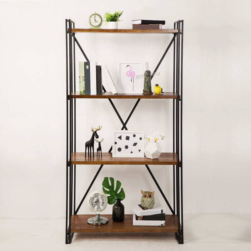 Industrial Style Bookshelf Open Shelf Solid Wood Bookcase for Home Office 23.6"L x 11.8"W x 55.1"H Clearhalo 'Bookcases' 'furn' 'furn_bookcases' 'Furniture' 'furniture_bookcases' 'kitchen' 'kitchen_bookcases' 'Living Room Furniture' 'Office Furniture' 4765602