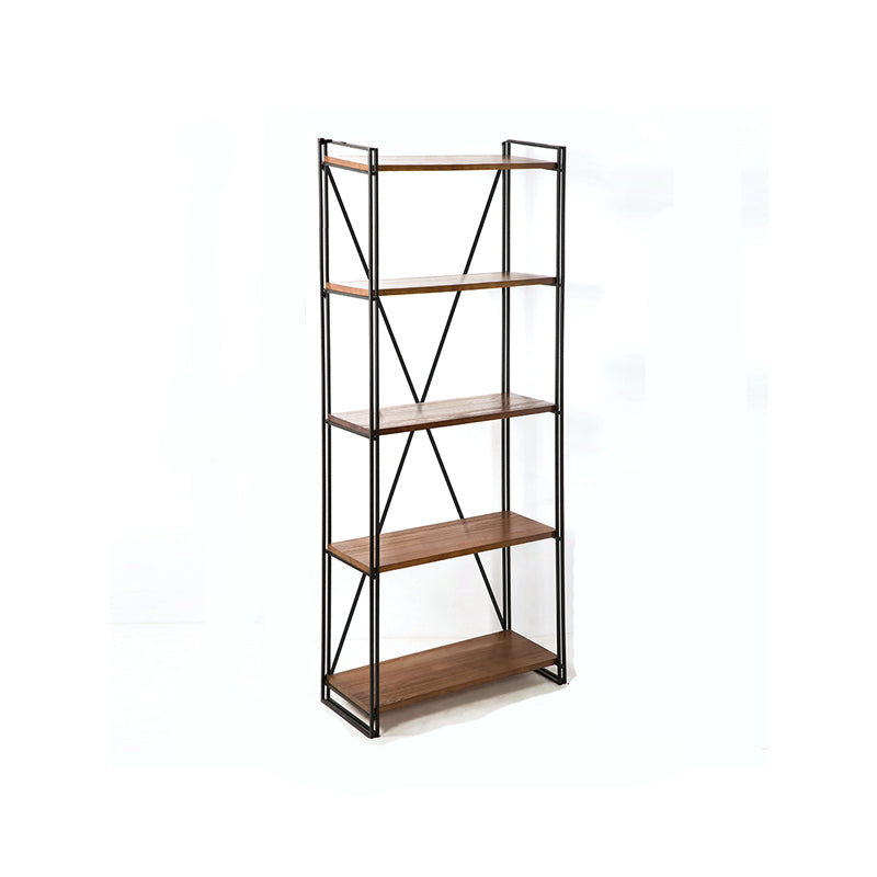 Industrial Style Bookshelf Open Shelf Solid Wood Bookcase for Home Office 39.4"L x 11.8"W x 70.9"H Clearhalo 'Bookcases' 'furn' 'furn_bookcases' 'Furniture' 'furniture_bookcases' 'kitchen' 'kitchen_bookcases' 'Living Room Furniture' 'Office Furniture' 4765603