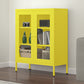 Scandinavian Steel Vertical Standard Bookcase with Clear Toughened Glass Door 31.5"L x 13.8"W x 40"H Lemon Yellow Clearhalo 'Bookcases' 'furn' 'furn_bookcases' 'Furniture' 'furniture_bookcases' 'kitchen' 'kitchen_bookcases' 'Living Room Furniture' 'Office Furniture' 4765625