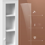 Scandinavian Steel Vertical Standard Bookcase with Clear Toughened Glass Door Clearhalo 'Bookcases' 'furn' 'furn_bookcases' 'Furniture' 'furniture_bookcases' 'kitchen' 'kitchen_bookcases' 'Living Room Furniture' 'Office Furniture' 4765626
