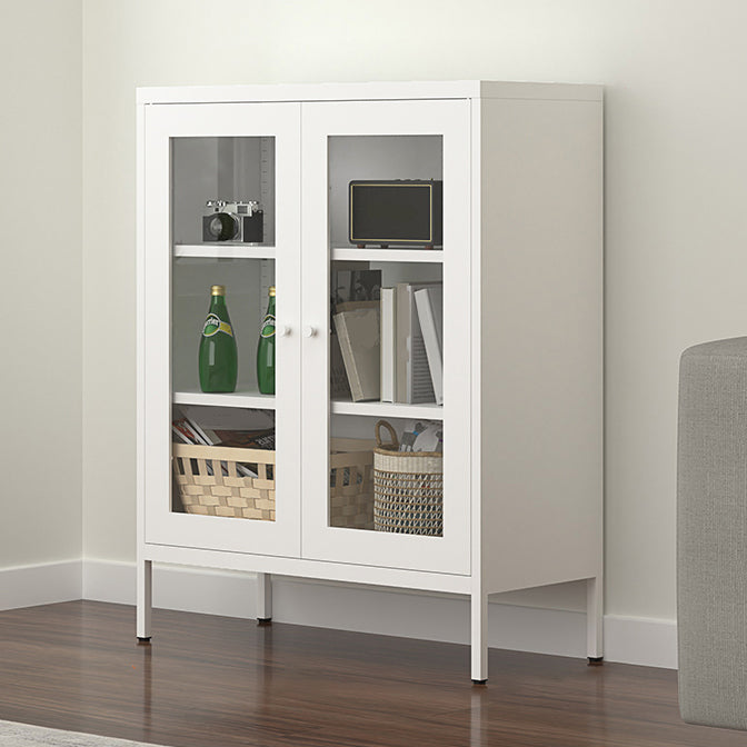 Scandinavian Steel Vertical Standard Bookcase with Clear Toughened Glass Door 31.5"L x 13.8"W x 40"H White Clearhalo 'Bookcases' 'furn' 'furn_bookcases' 'Furniture' 'furniture_bookcases' 'kitchen' 'kitchen_bookcases' 'Living Room Furniture' 'Office Furniture' 4765628